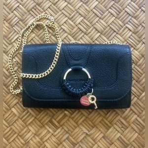 See by Chloe- Black Leather Wallet On A Chain